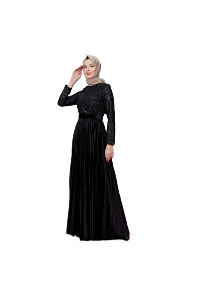 PHELDA Rochie din catifea Ahu Plisoley 689 Neagra