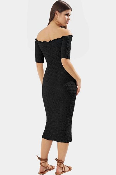 PayBuy Stylish Midi Knitted Dress Summer Seersucker Woven Comfortable Fit Premium Quality Special Design High