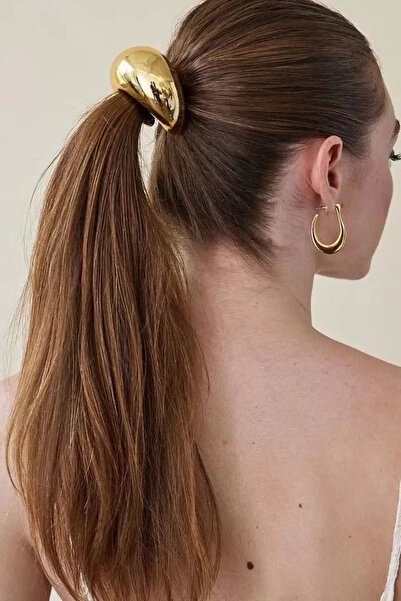 CAŞ DEKORASYON Altın Renk Kalın Metal Detaylı Lastik Toka