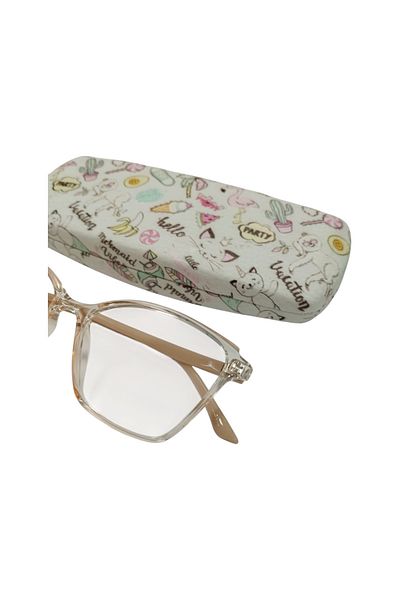 bonjorno aksesuar Oval Patterned Glasses Case for Optical Frame (Stiff) with Cleaning Cloth Gift