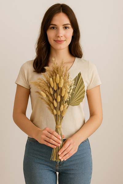 Hidden Botanics Kuru Çiçek Vazo Çiçeği Pamapas Palmiye Yaprağı