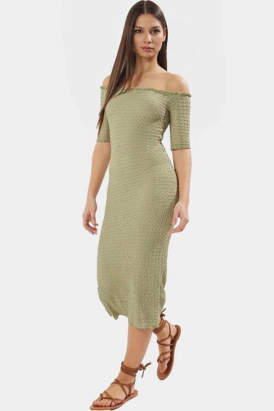 PayBuy Stylish Midi Knitted Dress Summer Seersucker Woven Comfortable Fit Premium Quality Special Design High