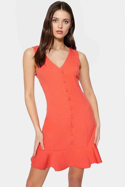 PayBuy A Line Mini Woven Dress Finike Fabric V Neck Button Business Dress Perfect Fit for Daily Use