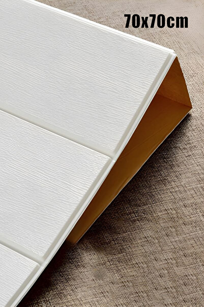 Bien Home 70x70Cm 0,50M² 3d Beyaz Lambri Görünüm Kendinden Yapışkanlı Duvar Kağıdı Kaplama Panel Köpük AD07