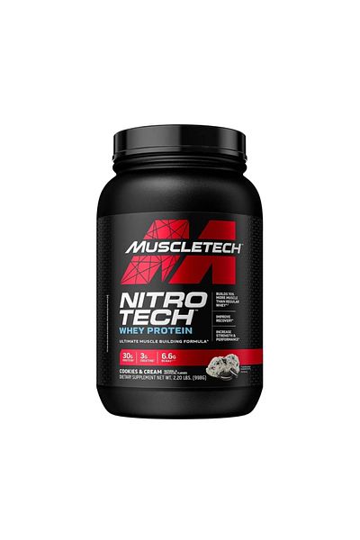 MUSCLETECH Nitro Tech Whey Protein, Cookies And Cream, 2 Lb, Whey Isolate And Lean Muscle Builder