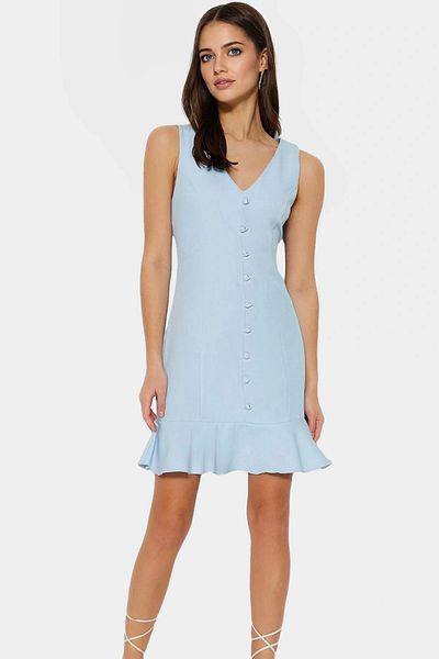 PayBuy A Line Mini Woven Dress Finike Fabric V Neck Button Business Dress Perfect Fit for Daily Use