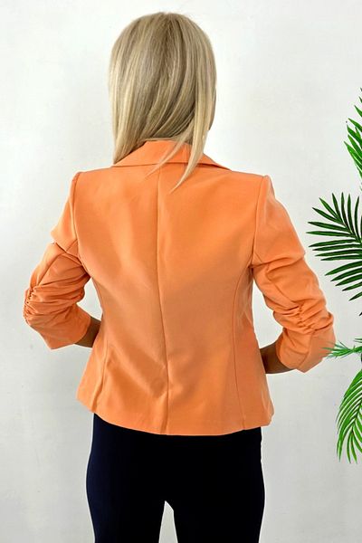 FashionForYou Gisela elegant jacket, frilled sleeves and short cut, Orange, XL