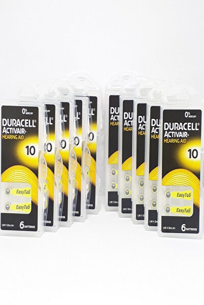 Duracell 10 Numara Işitme Cihaz Pili Kulaklık Pili 6'lı*10 Paket