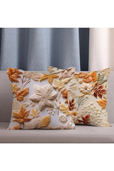 Alkan Homes 2 Li Kombin Punch Nakış Desen Görünümlü Dijital Baskılı Kırlent K...