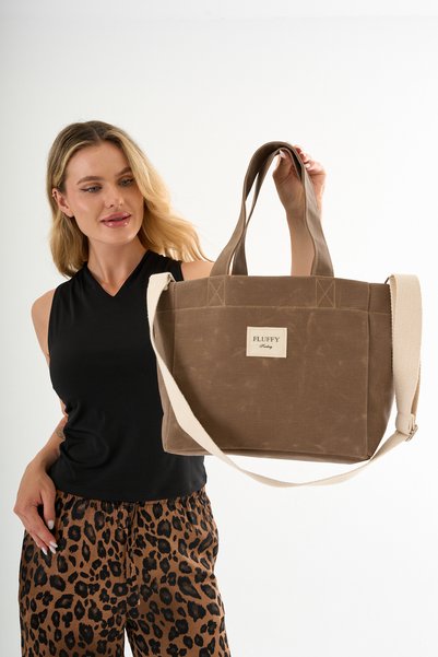 fluffy Cookie Waxed Canvas Waterproof Women's Shoulder Hand Bag High School and College School Bag(En:28 Size:25)