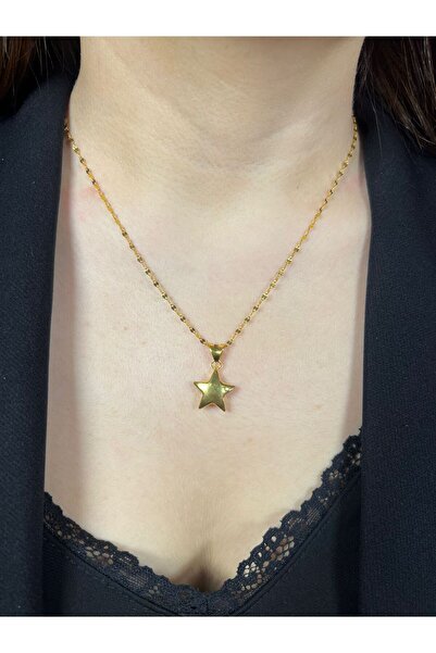 kuyumcu nurettin 3 gr (GRAM) Yıldız Uçlu Aynalı Kolye Zincir 22 Ayar Altın 45 cm