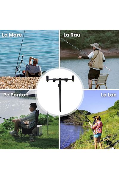 AVYRA Telescopic Adjustable Aluminum Triple Fishing Rod Support