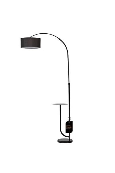 Primo Plus Natural Marble Floor Lamp With Shelf Black