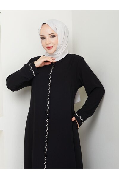 ESLEMNUR Gündelik Hac Ve Umrelik Zincir Nakışlı Ferace