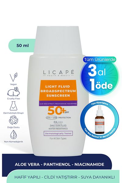Licape 50 ml Sun Cream - High Protection, Water Resistant, Suitable for All Skin Types