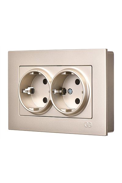 Günsan Elektrik Günsan Eqona Metallic Beige Double Grounded Socket