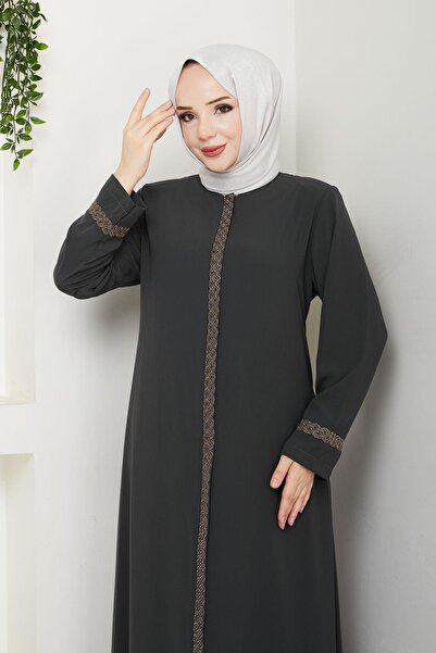 ESLEMNUR Ferace casual pentru Hajj și Umrah cu broderie și detaliu de piatră