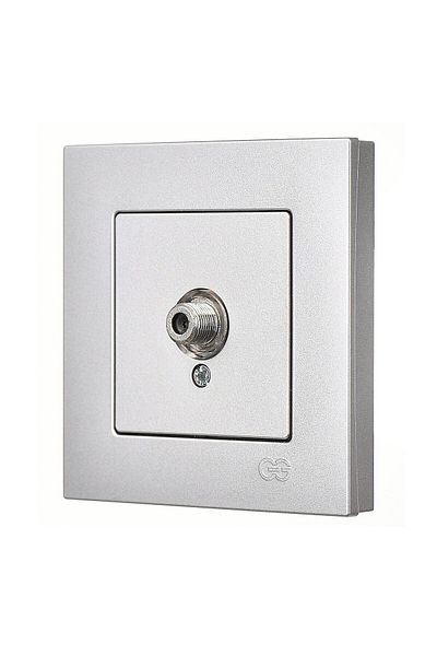 Günsan Elektrik Günsan Eqona Silver Single Satellite Socket with F Connector (Pass-Top)