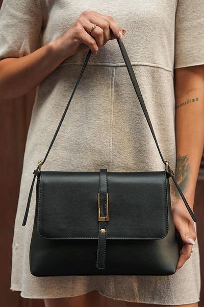 cosybag. Geantă de umăr și braț de mărime medie pentru femei Pinteres Senna Model din piele artificială moale, neagră