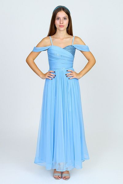 Mnk Baby&Kids Βραδινό φόρεμα Dilina Girl's Chiffon M00747 ΜΠΛΕ