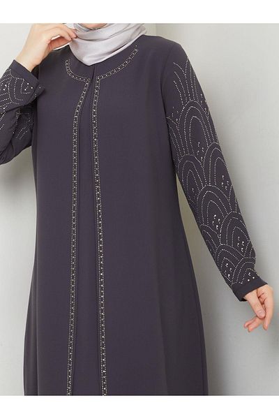 ESLEMNUR Plus size mother dress with stone sleeves