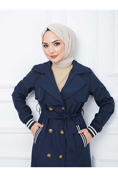 MODA Bondit Fabric Zipper Detailed Trench Coat - Gtrenc0004
