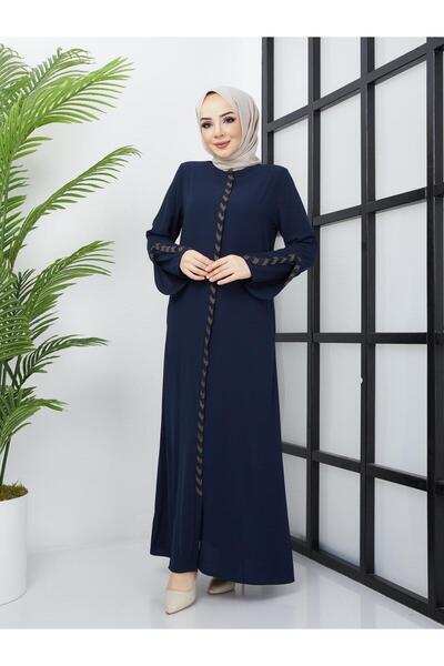 MODA Kolu Lazer Kesimli Taşlı Medine Ipeği Yazlık Ferace