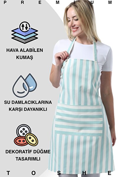 TOSHEX Mutfak Önlüğü Su Geçirmez Şef Önlüğü 2 Geniş Cepli Barista Önlüğü Önlü...