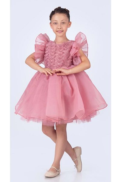 Mnk Baby&Kids Βραδινό φόρεμα Maronia Girl Princess Model - M00746 ΣΚΟΥΡΟ ΡΟΖ