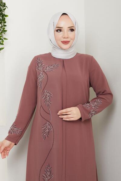 ESLEMNUR Rochie de mamă cu frunze de piatră de mărime mare En7008