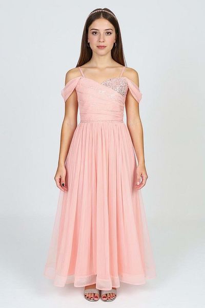 Mnk Baby&Kids Βραδινό φόρεμα Dilina Girl's Chiffon M00747 SALMON