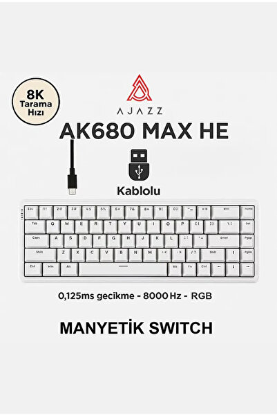 Ajazz AK680 Max Rapid Trigger Manyetik Switch Mekanik Kablolu Klavye RGB 0.125 MS Ultra Düşük Gecikme