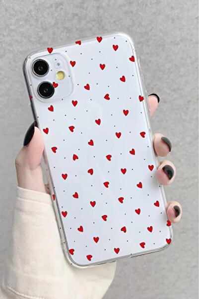 3GEN CASE Iphone 11 compatible tiny love hearts patterned transparent silicone case