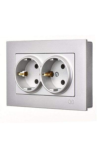 Günsan Elektrik Günsan Eqona Silver Double Grounded Socket