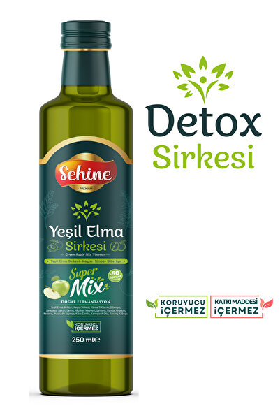 Sehine Yeşil Elma Detox Sirkesi, Doğal Fermantasyon, Süpermix, 250ml