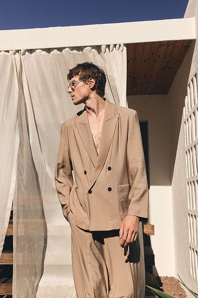 Antioch Mink Relax Fit Diagonal Slim Men's Blazer Jacket