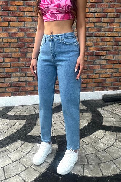 BİKELİFE Women's High Waist Boyfriend Lycra Jeans