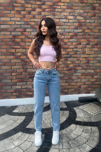 BİKELİFE Women's High Waist Boyfriend Lycra Jeans