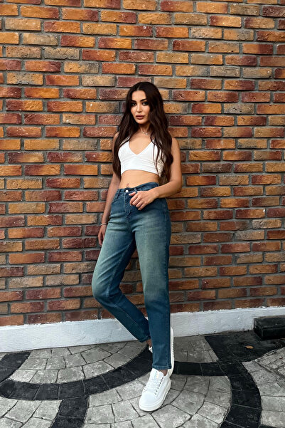 BİKELİFE Women's High Waist Boyfriend Lycra Jeans