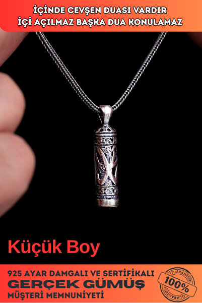 OSMANLI GÜMÜŞ Muhammed Yazılı Cevşen Muska Gümüş Erkek Kolye Zincir