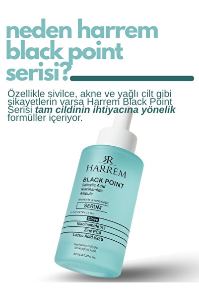 Harrem Akneli&Yağlı Cilt Tipleri İçin Niacinamide İçeren Cilt Bakım Serumu 30 ML Black P.int
