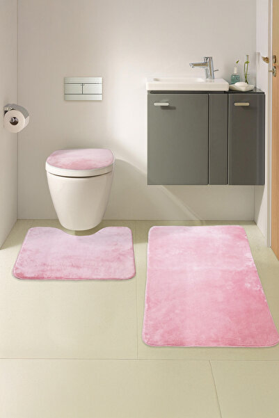 Bestekar Σετ μπάνιου Luvora Powder Flat, αντιολισθητική βάση, που πλένεται στο πλυντήριο, μαλακό σετ μπάνιου 3 τεμαχίων