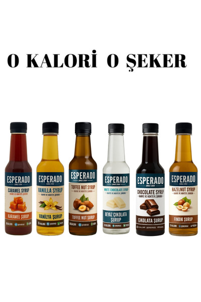 ESPERADO Şekersiz Sugar Free 6 Lı Ekonomik Kahve Şurubu Seti 250 ml X 6 Adet