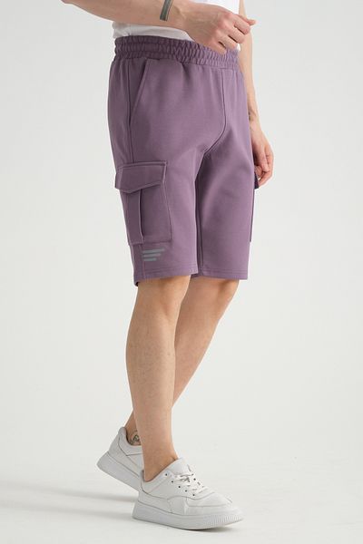 Shooter Sportswear Men's Shorts Lilac Cargo Pocket Print Detailed Regular Fit