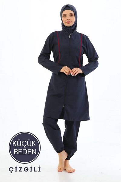 MEBA Μαγιό αλεξίπτωτο 4 τεμαχίων με φερμουάρ Navy Blue Full Covered Hijab