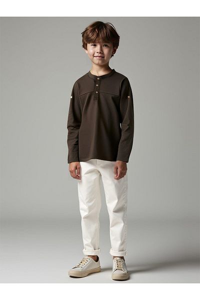 minojoy Boy's Ecru Trousers