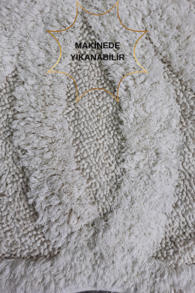Bestekar Lora Krem 100x100 100% бавовна, можна прати в пральній машині, м'який сучасний килимок/килимок для ванної кімнати