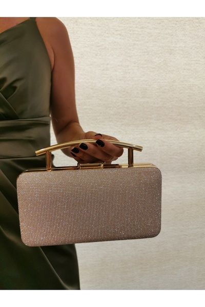 Soave Collection Γυναικεία βραδινή τσάντα με χρυσή γυαλιστερή αλυσίδα για νυχτερινό πάρτι γάμου