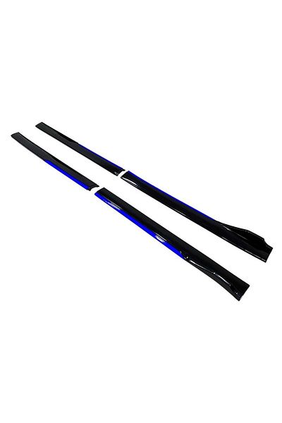 DELUXETUNING Set 2 Prelungiri praguri tuning 210 cm, negru lucios cu buza albastra