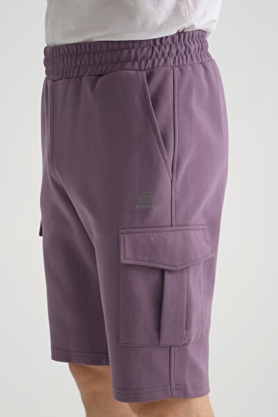 Shooter Sportswear Erkek Şort Lila Kargo Cep Baskı Detaylı Regular Kalıp